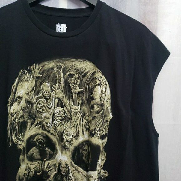 The Walking Dead Sleeveless Shirt Men 2XL Black 2015 Skull Zombies Horror Gore - Picture 5 of 12
